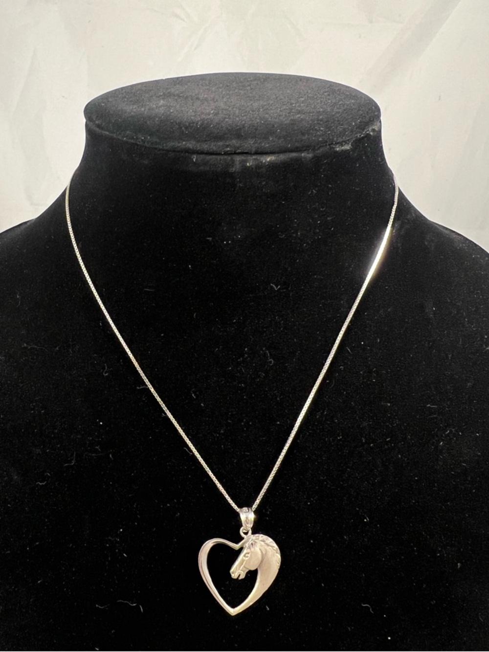 Sterling Silver Horse Head Heart Necklace 925 18” Chain Western Equestrian